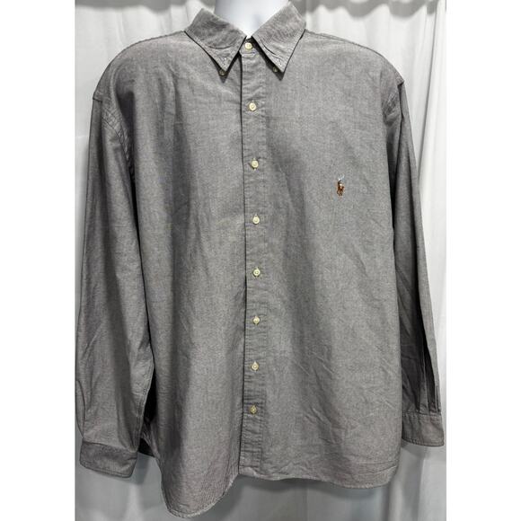 Polo Ralph Lauren Other - Ralph Lauren Knit Oxford Shirt Men's 2XB Big & Tall Gray Button Down Pony Logo